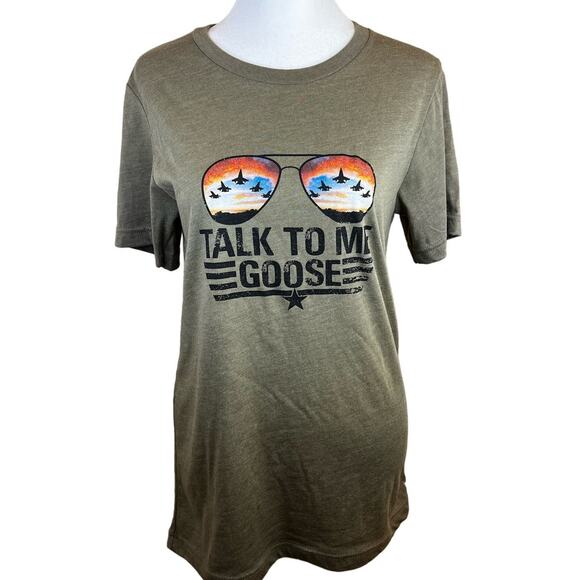 Bella Canvas Top Gun Graphic T-Shirt Women’s Sz S Talk to Me Goose Retro Aviator - Picture 1 of 11